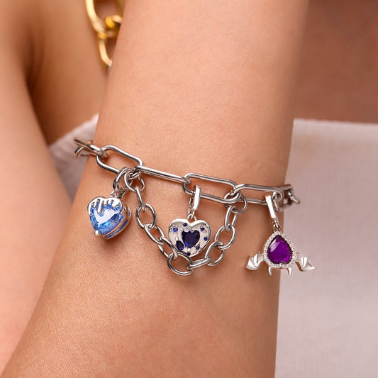 Gnoce Melting Heart Birthstone Clasp Clusters Charm_6