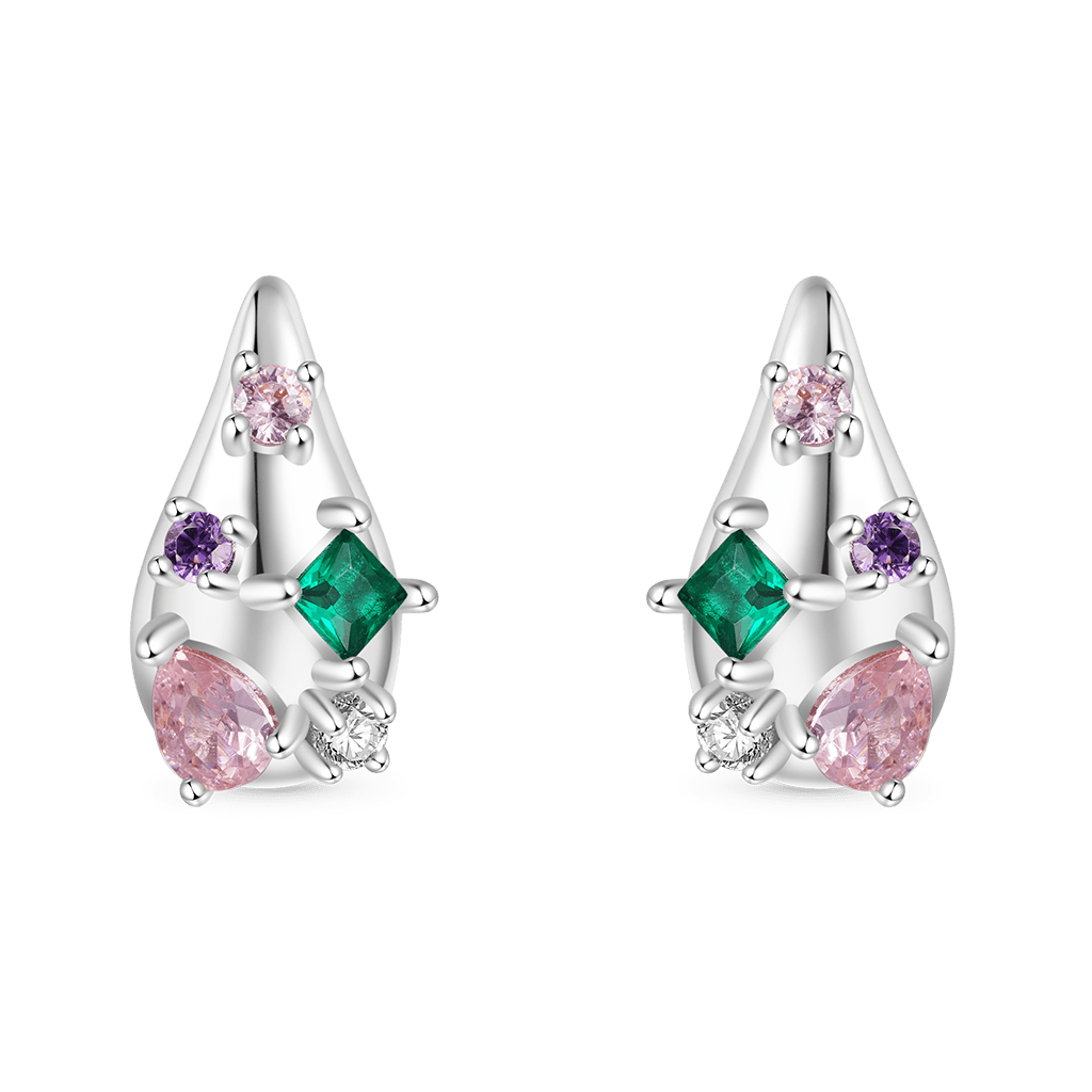 Gnoce Gem Inlay Teardrop Stud Earrings_1