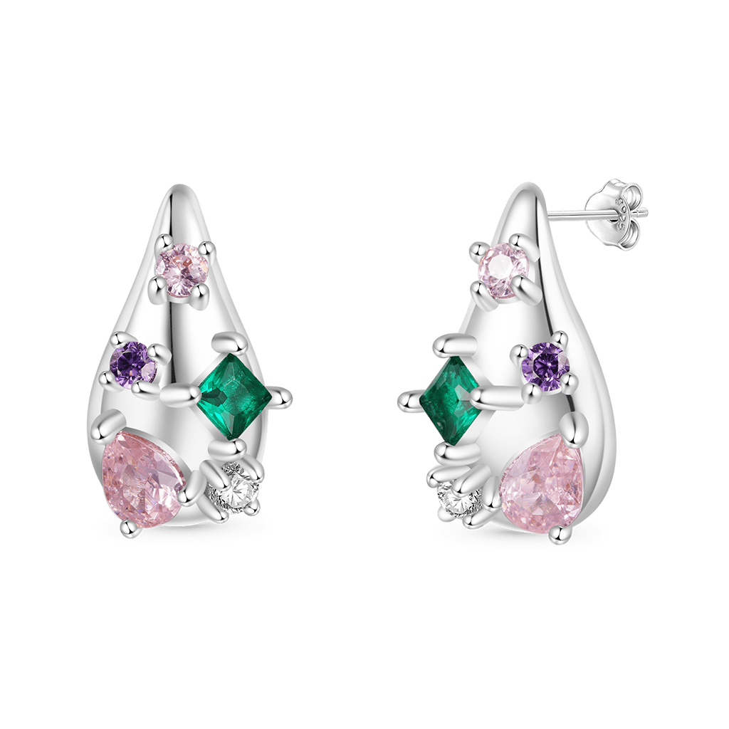 Gnoce Gem Inlay Teardrop Stud Earrings_2
