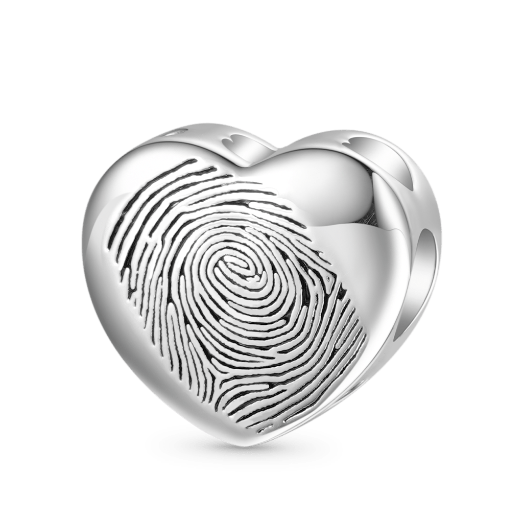 Gnoce Personalized Fingerprint Engravable Heart Pendant Dangle Charm_3