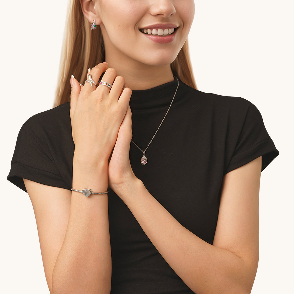 Gnoce Personalized Fingerprint Engravable Heart Pendant Dangle Charm_5