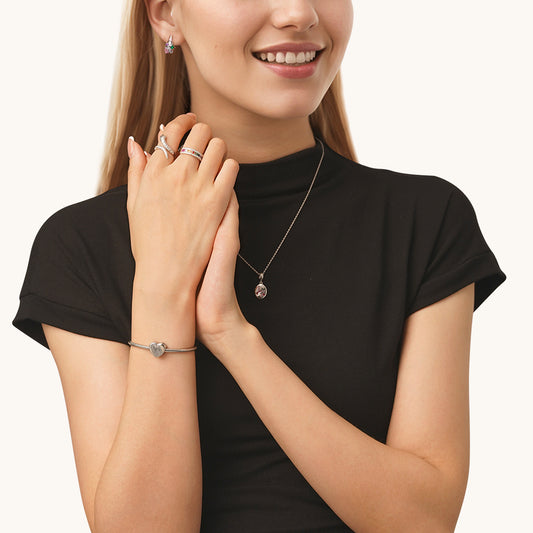 Gnoce Personalized Fingerprint Engravable Heart Pendant Dangle Charm_5