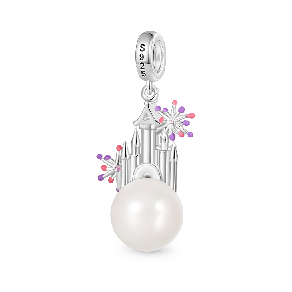 Gnoce White Pearl Castle Pendant Dangle Charm_2