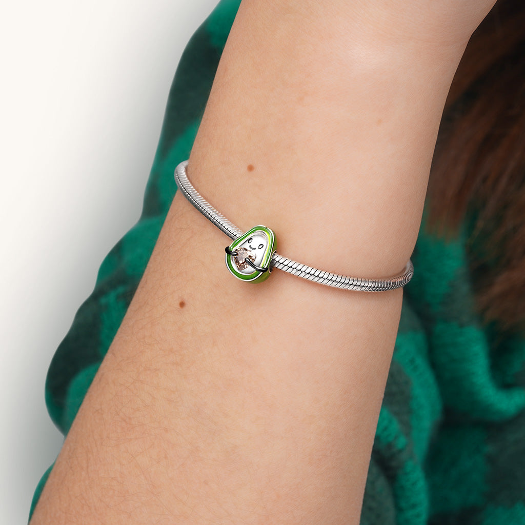 Avocado Embraces Heart Gemstone Charm Bead 925 Sterling Silver_3