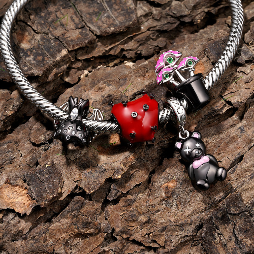 Gnoce Halloween Black Bear Holding Knife Pendant Dangle Charm_3