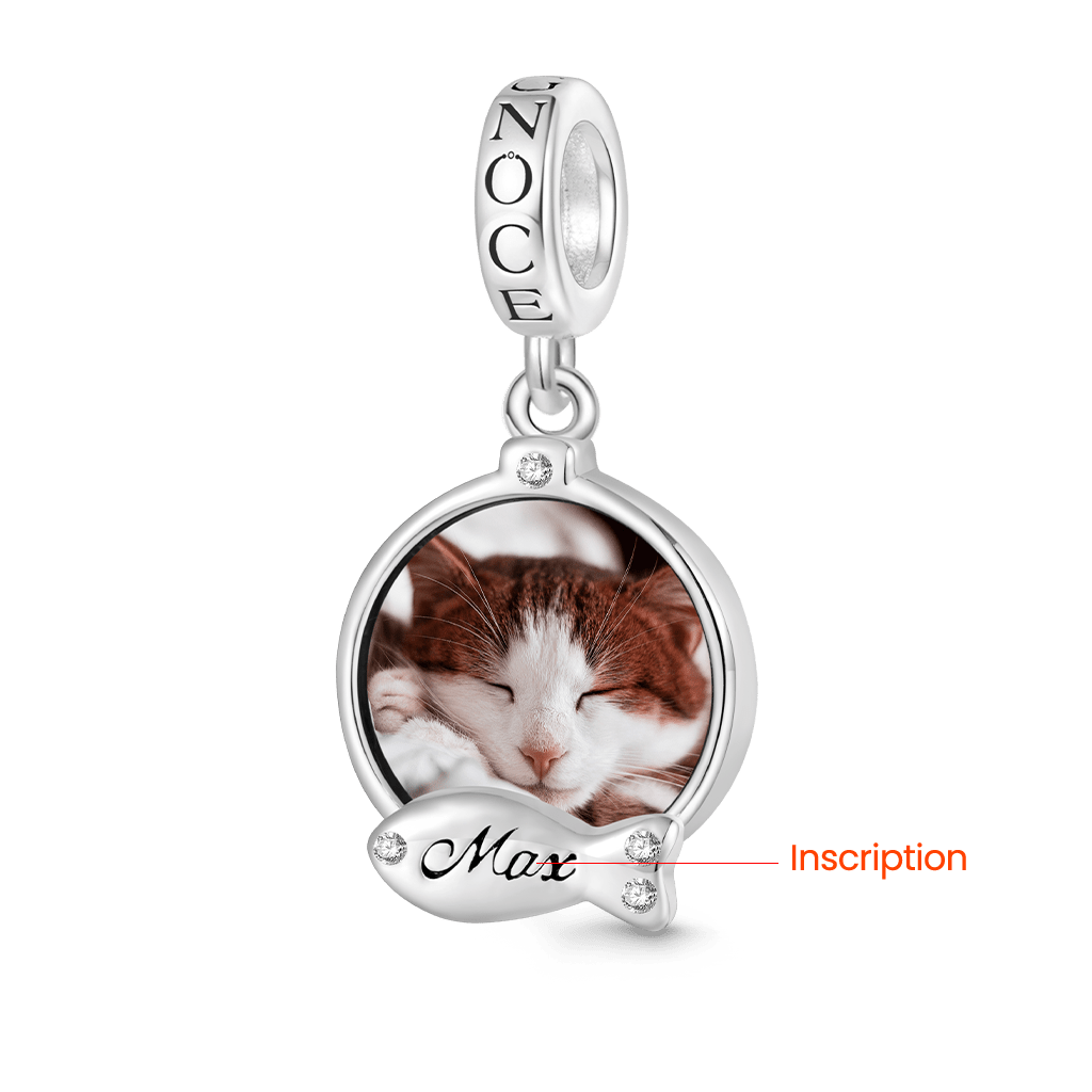 Gnoce Engravable Fish Cat Lover Photo Pendant Dangle Charm_4
