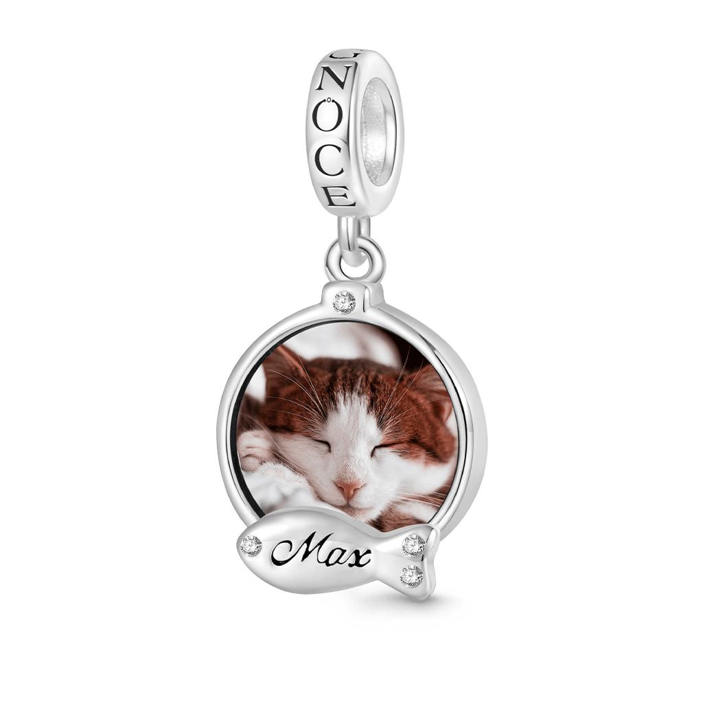 Gnoce Engravable Fish Cat Lover Photo Pendant Dangle Charm_2