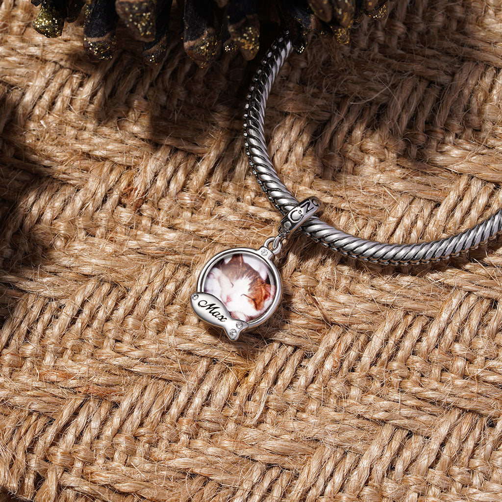 Gnoce Engravable Fish Cat Lover Photo Pendant Dangle Charm_3