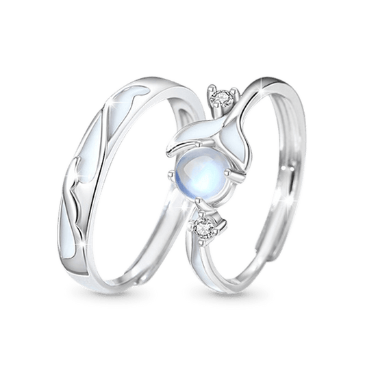Gnoce Glowing Band Moonstone Adjustable Couple Rings_1