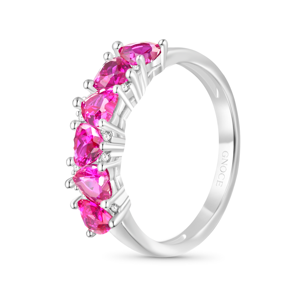 Gnoce Vintage Eternity Heart Shape Pink Band Ring_2