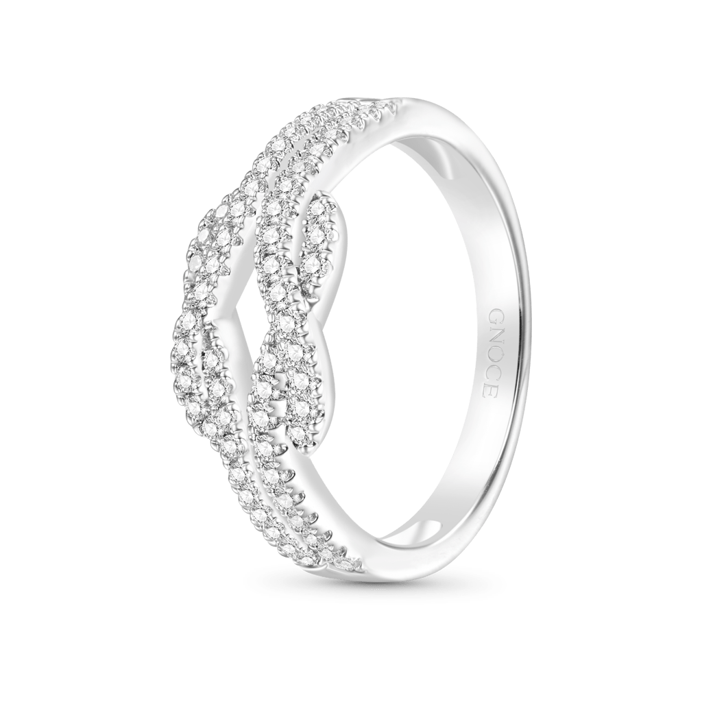 Gnoce Intertwined Infinite Pave White CZ Band Ring_2