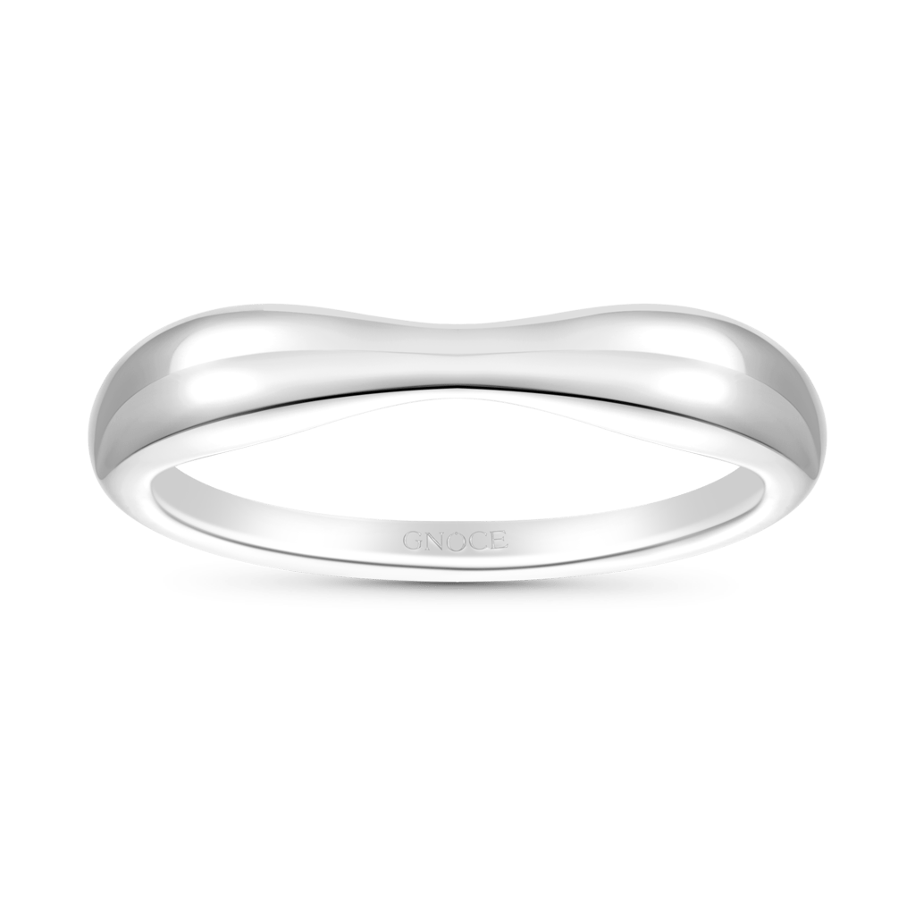 Gnoce Sterling Silver Curved Notched Band Ring_1