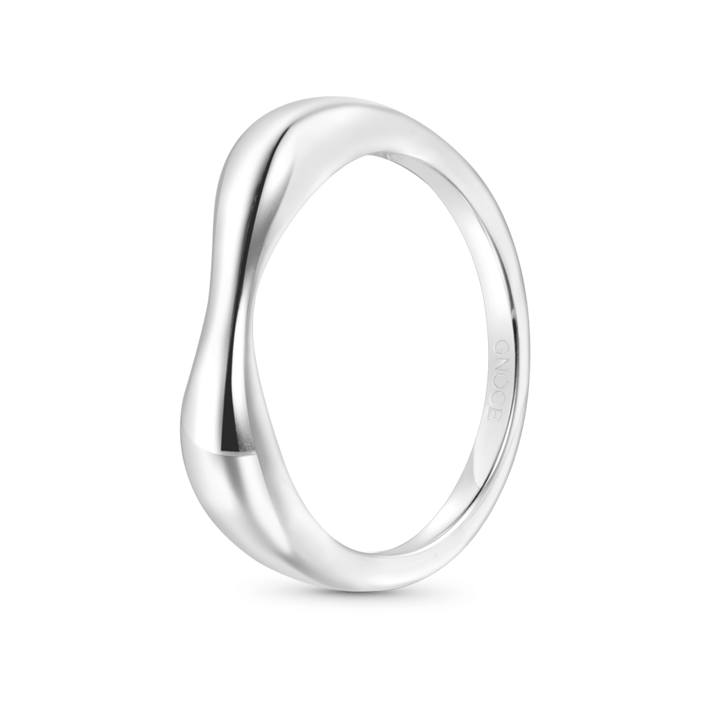 Gnoce Sterling Silver Curved Notched Band Ring_2