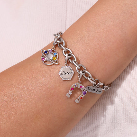 Gnoce Hexagon Sister Family Clasp Clusters Charm_6