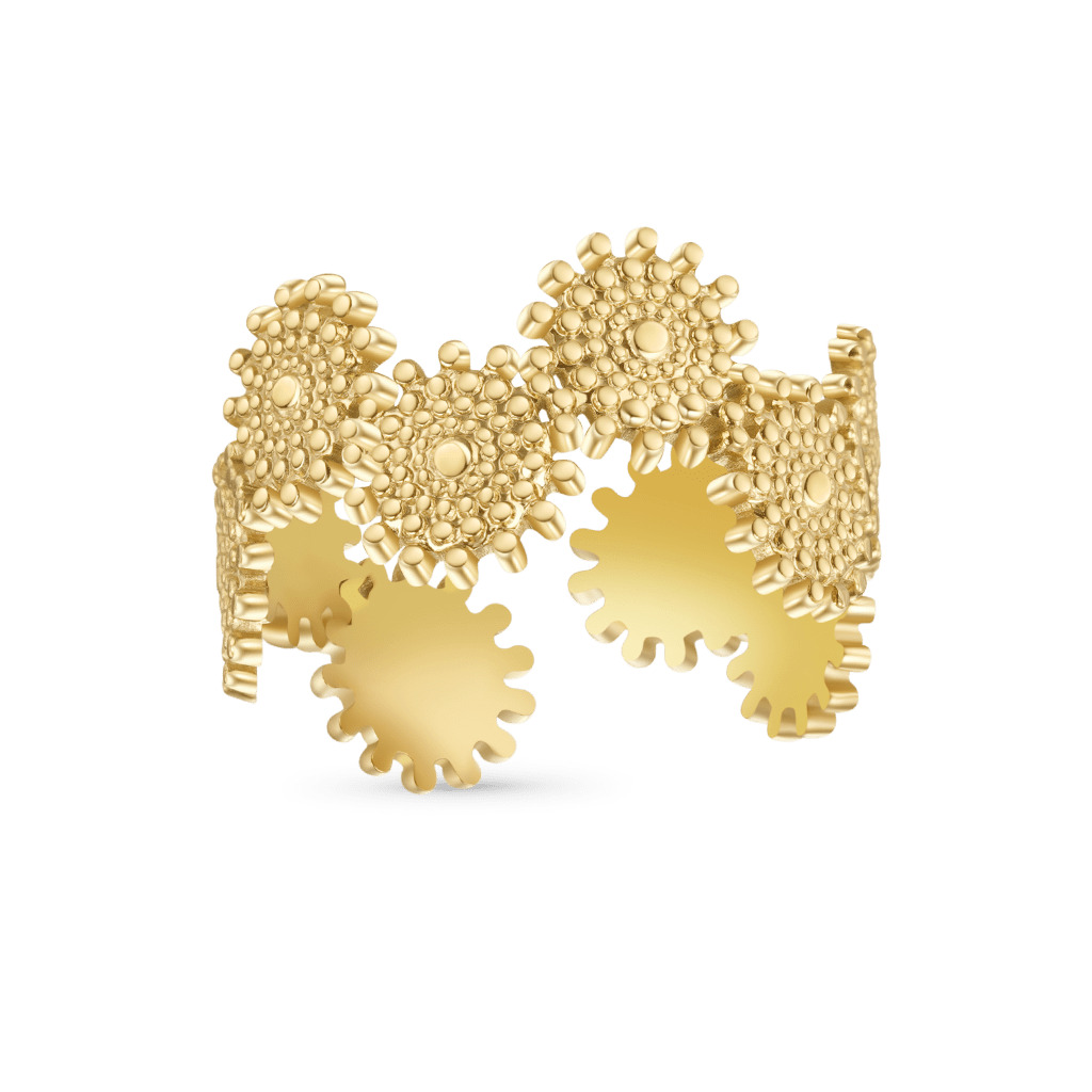 Gnoce Stunning Texture Stitching Gold Adjustable Ring_1