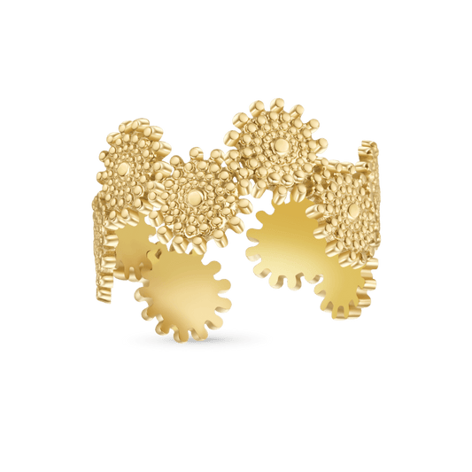 Gnoce Stunning Texture Stitching Gold Adjustable Ring_1