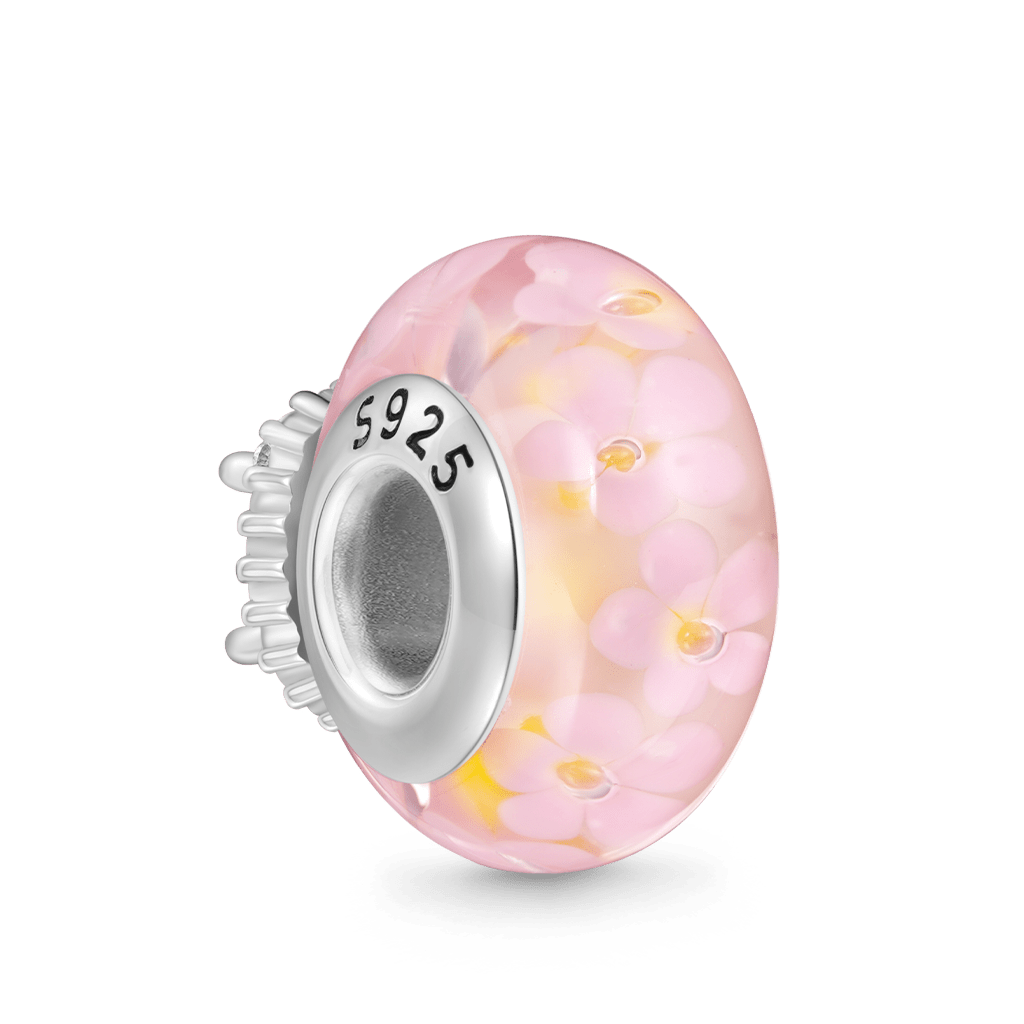 Gnoce Romantic Sakura Fat-square White Diamond Glass Charm_2