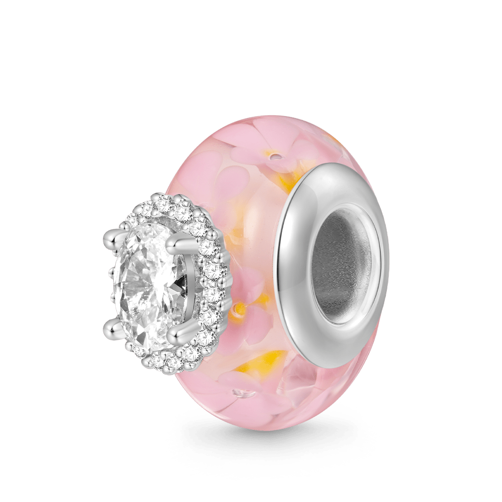 Gnoce Romantic Sakura Fat-square White Diamond Glass Charm_1