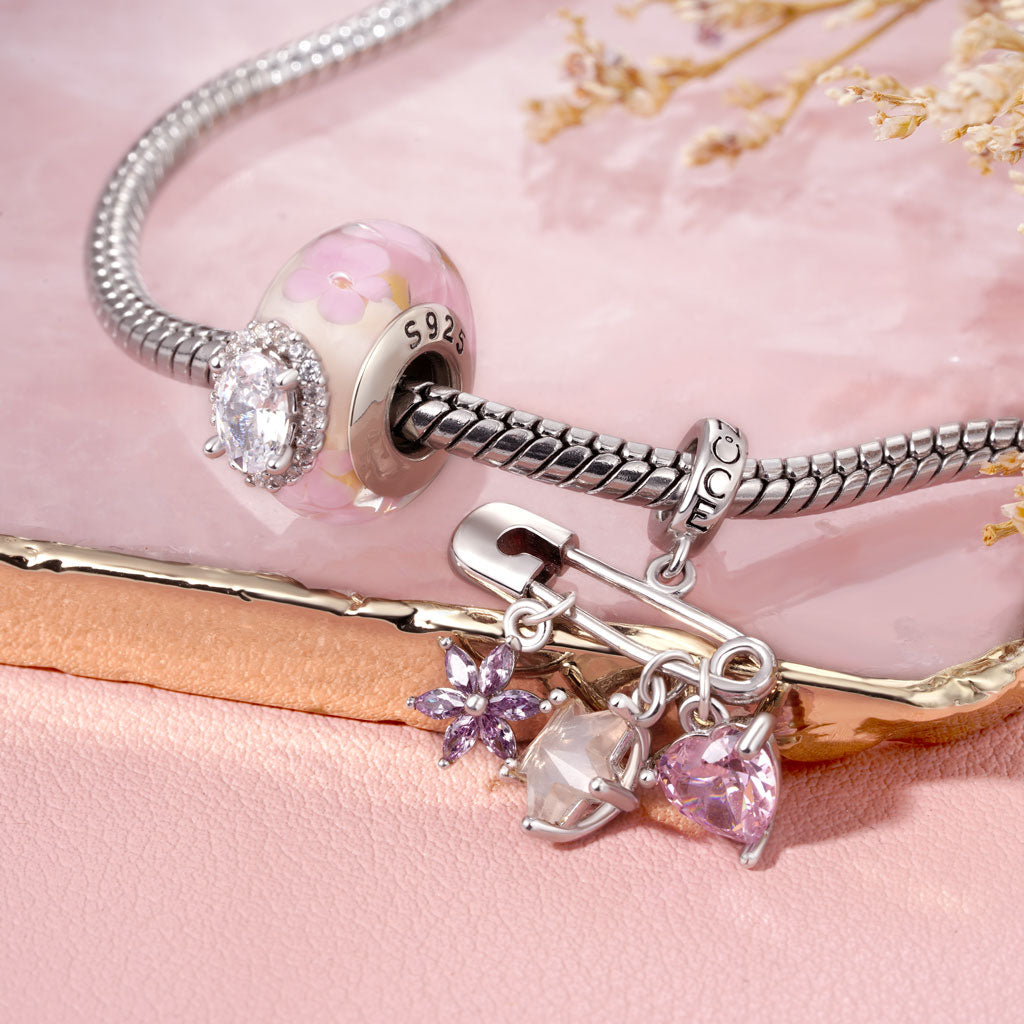 Gnoce Romantic Sakura Fat-square White Diamond Glass Charm_3