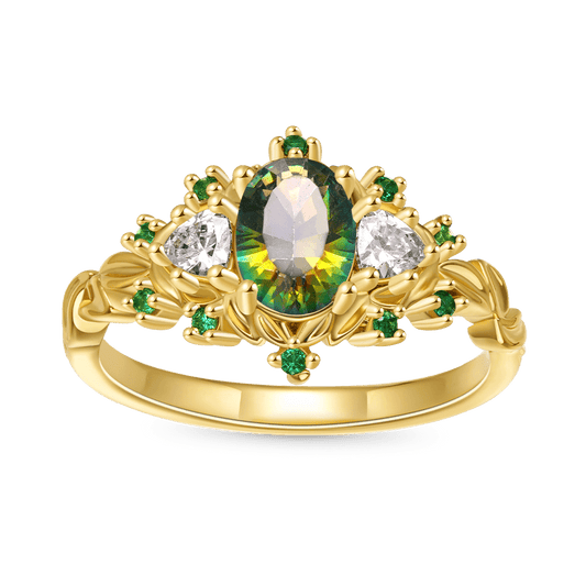 Gnoce Luxury Secret Garden Teal Oval Diamond Ring_1