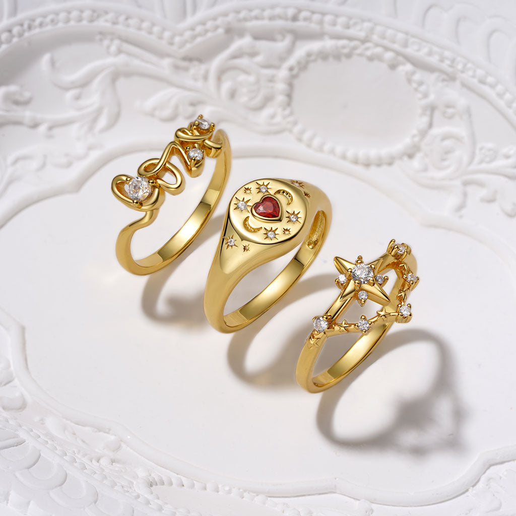 Gnoce 18K Gold Plated Diamond Love Ring_3