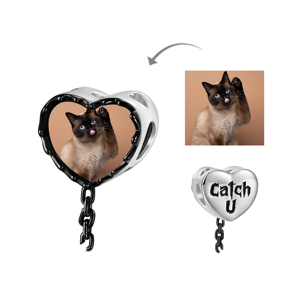 Gnoce 'Catch U' Heart Mousetrap Personalized Photo Charm_1