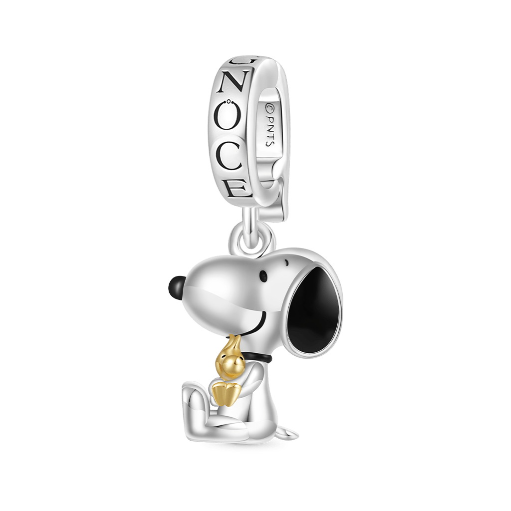 Gnoce Peanuts Snoopy & Woodstock Hugging Pendant Dangle Charm