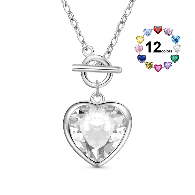 Gnoce OT Buckle Heart Birthstone Pendant Necklace_1