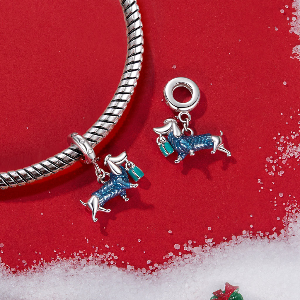 Gnoce Christmas Dachshund Pendant Dangle Charm_3