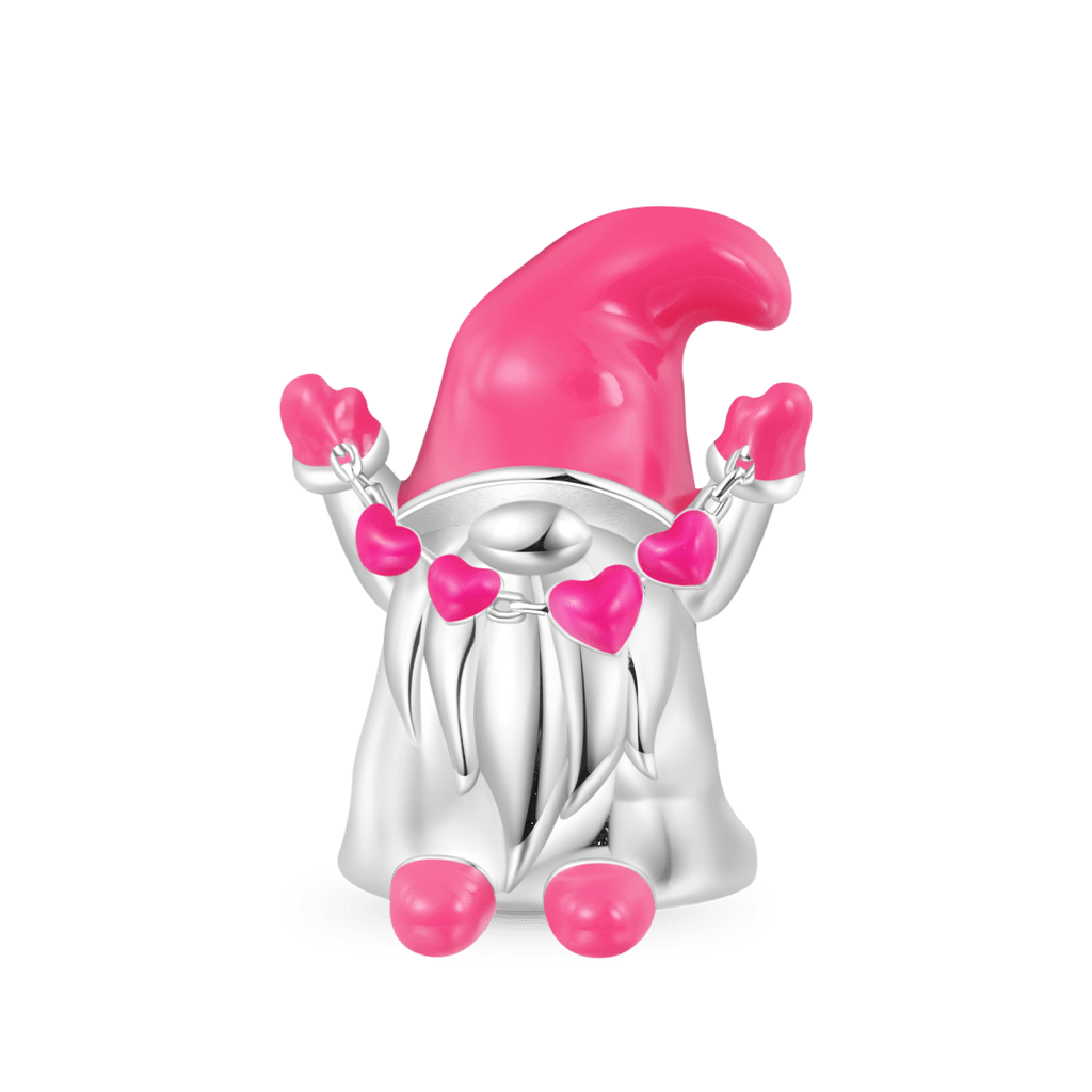 Gnoce Valentines Day Pink Heart Gnome Girl Charm_1