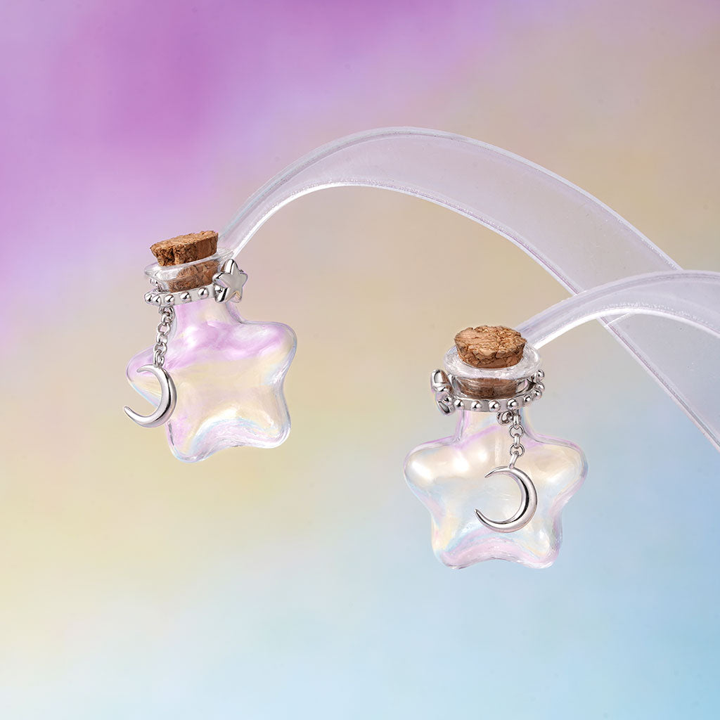 Gnoce Transparent Star Wishing Vase Stud Earrings_3