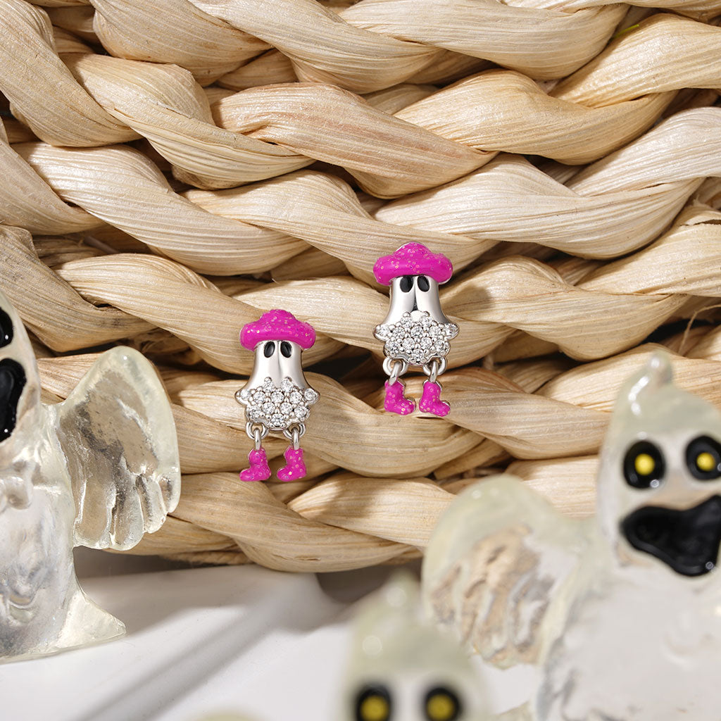 Gnoce Halloween Cute Cowboy Ghost Stud Earrings_3