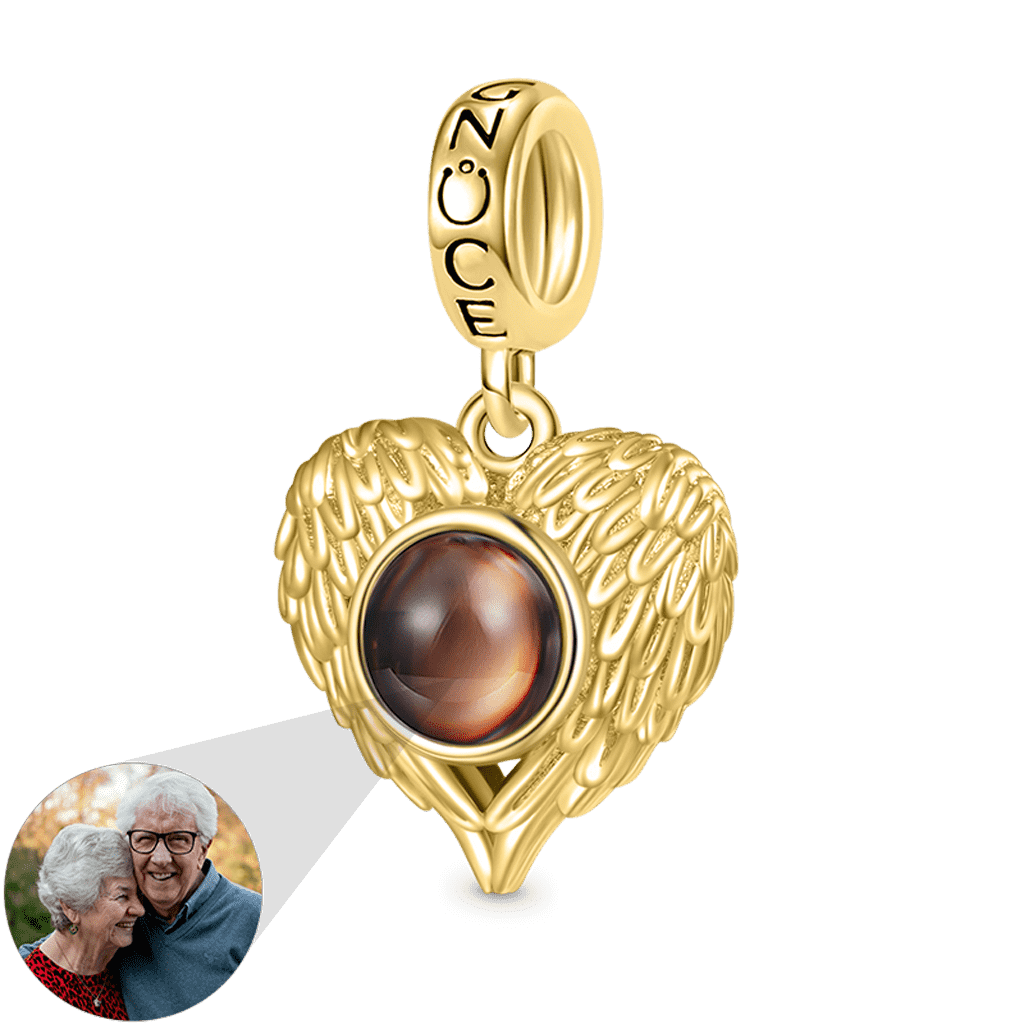 Gnoce Projection Heart Photo 18K Gold Plated Pendant Dangle Charm_1