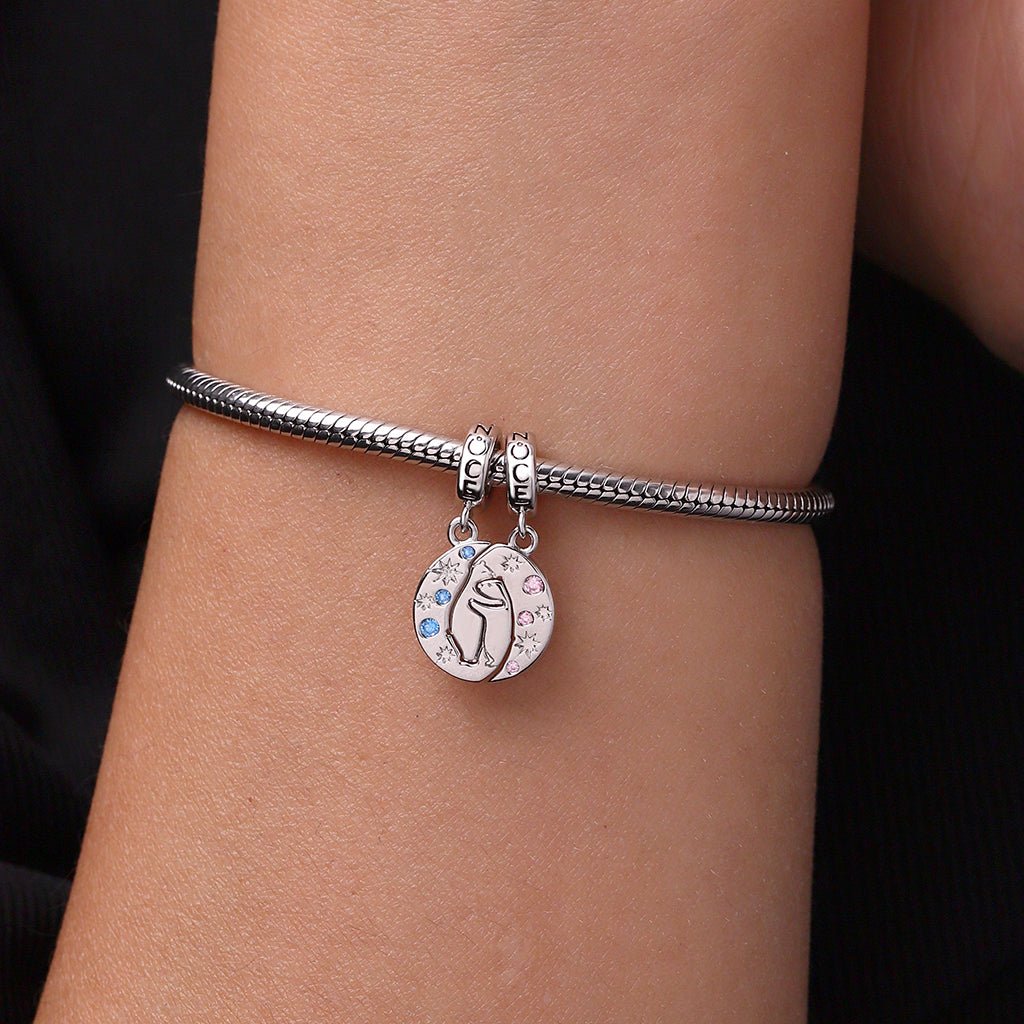 Gnoce Engravable Polar Bear Couple Hugging Double Pendant Dangle Charm_7