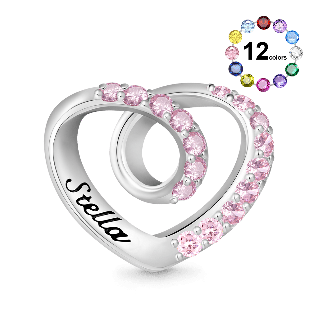 Gnoce Wrap Heart Engravable Birthstone Charm_1