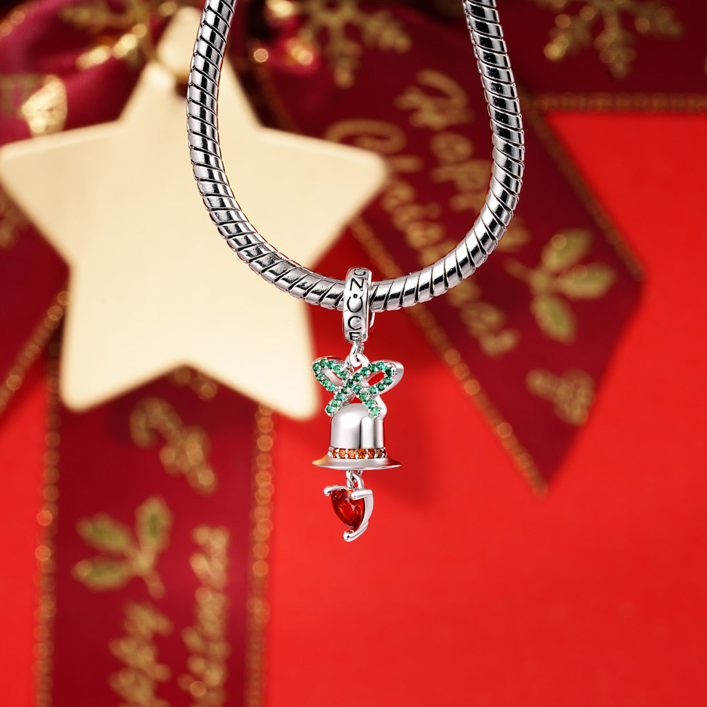 Gnoce Engravable Christmas Heart Bell Birthstone Pendant Dangle Charm_3