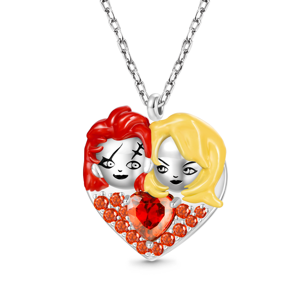 Gnoce Shinny “Til Death Do Us Part” Chucky & Tiffany Heart Necklace_1