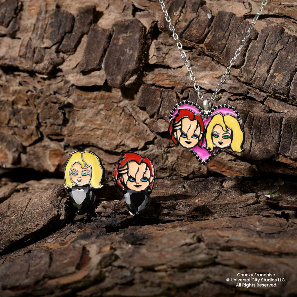 Gnoce Chucky & Tiffany Black Heart Mismatched Stud Earrings_3
