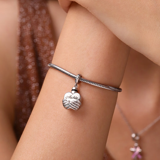 Gnoce Engravable 'Forever In My Heart' Heart Memorial Urn Ashes Pendant Dangle Charm_7