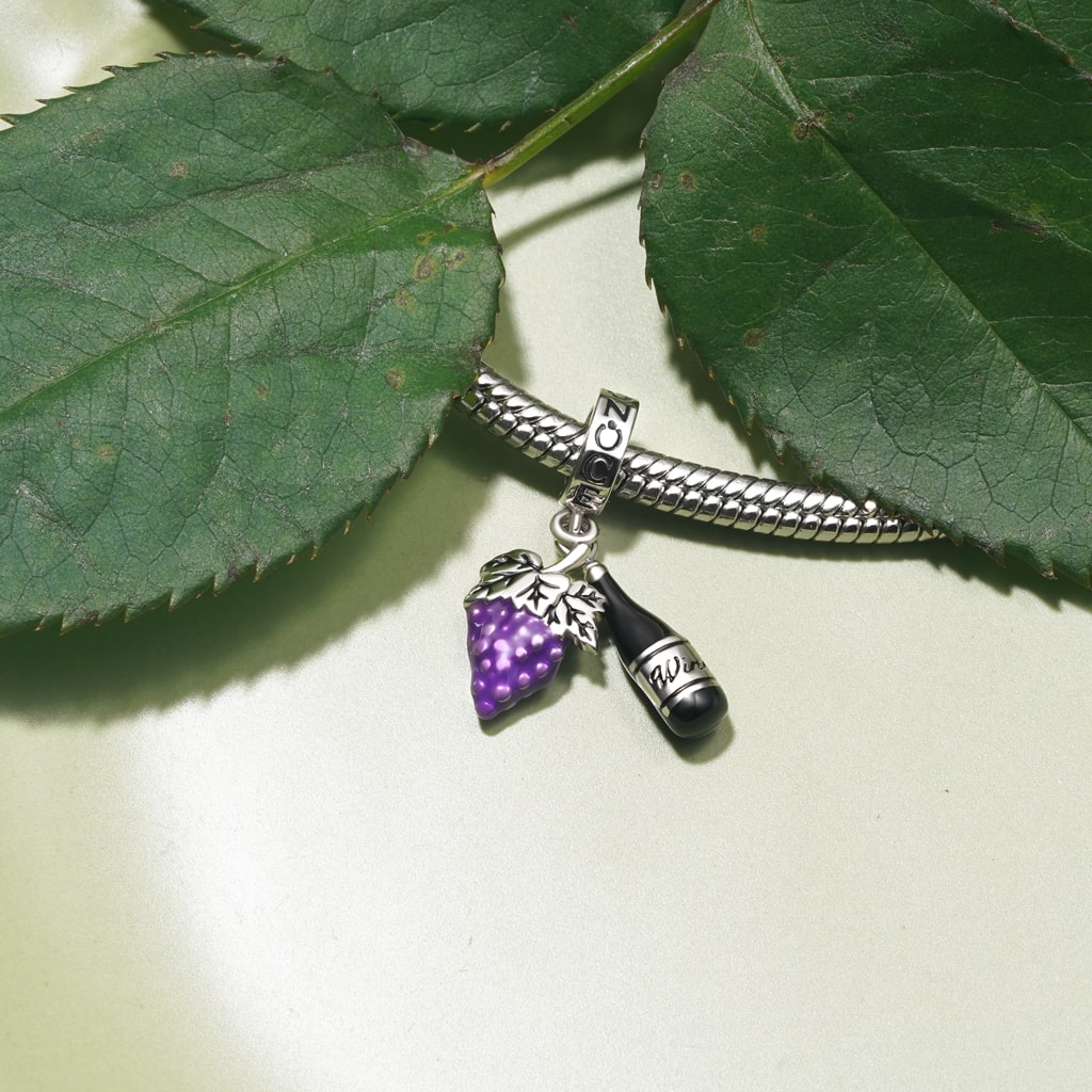 Gnoce Grape & Wine Pendant Dangle Charm_3