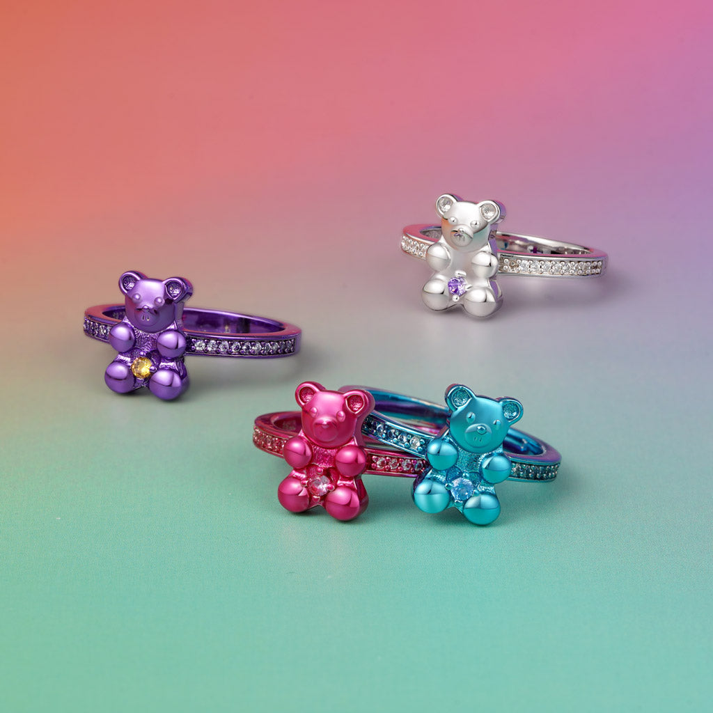 Gnoce Cute Purple Candy Bear Ring_3