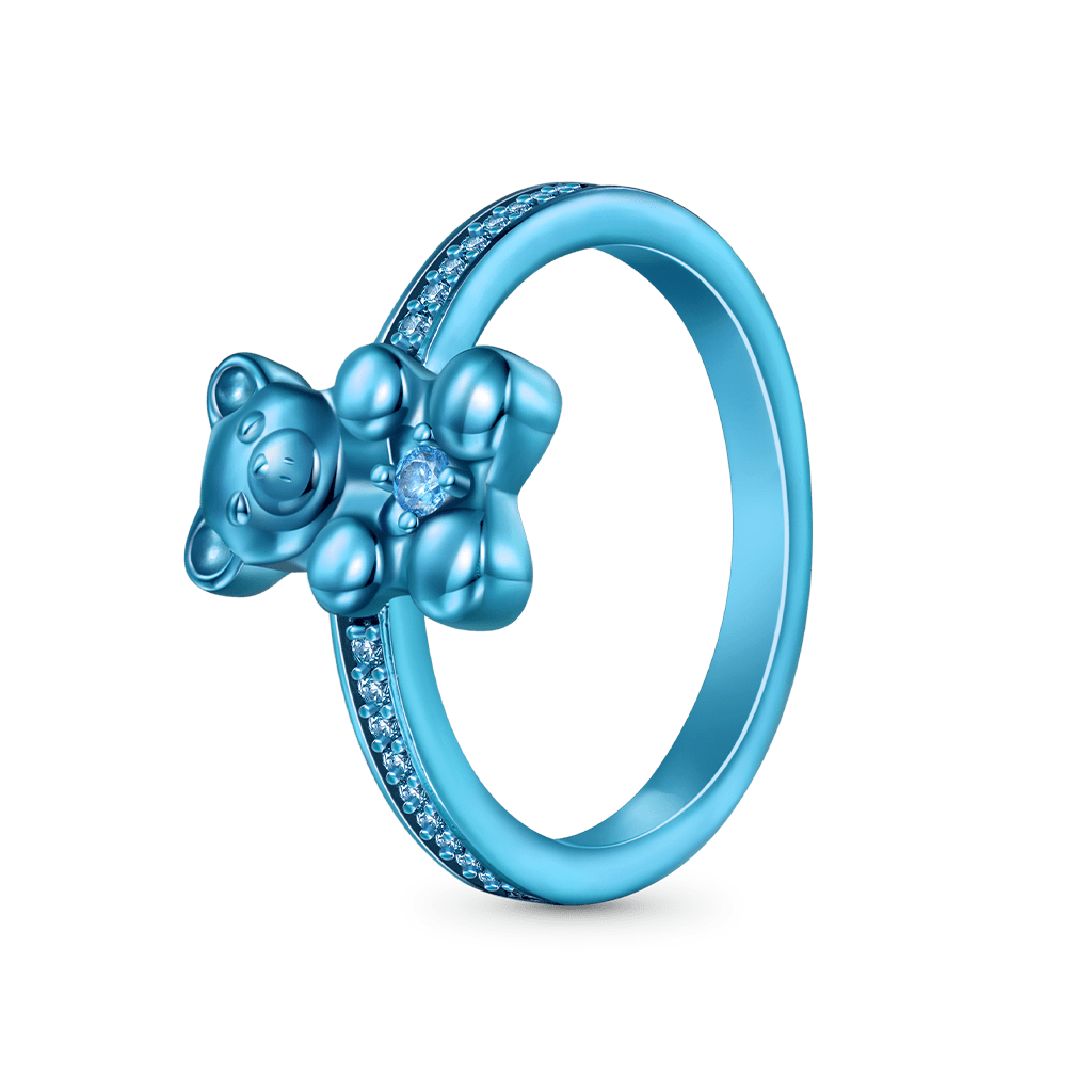 Gnoce Cute Blue Candy Bear Ring_2