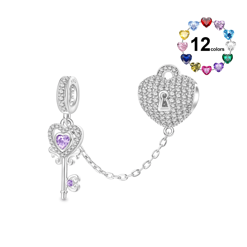 Gnoce The Key To My Heart Birthstone Pendant Dangle Charm_1