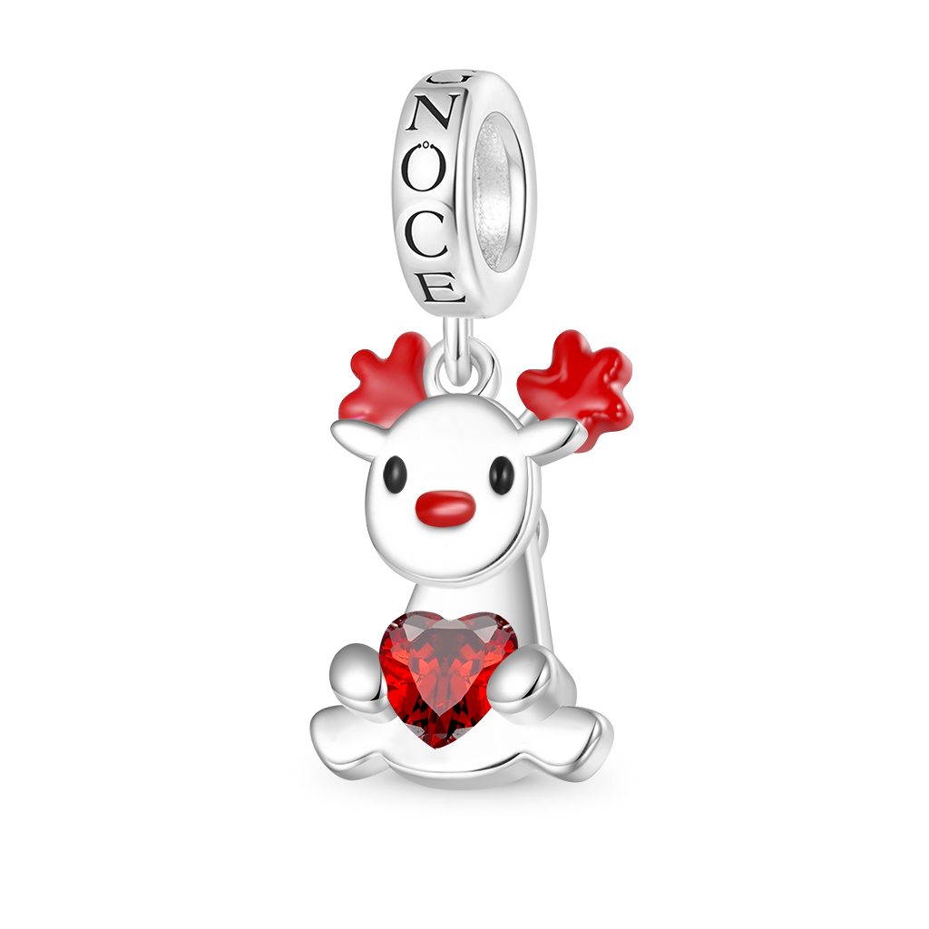 Gnoce Christmas Elk Rotating Body Embraces Heart Pendant Dangle Charm_2