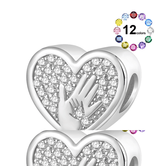 Gnoce Mother's Palms - Big Hand Holding Little Hand Engravable Heart Charm_1