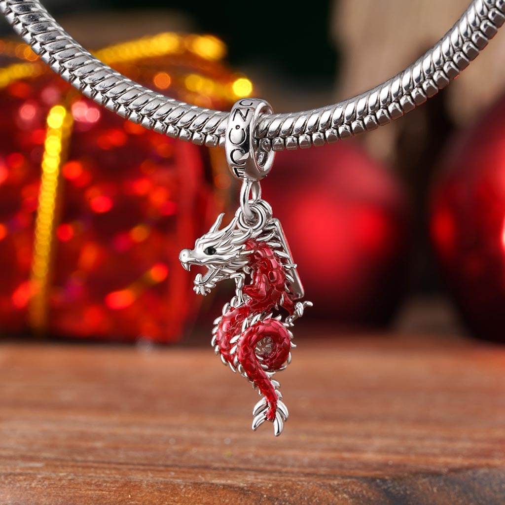 Gnoce Lucky Red Dragon Pendant Dangle Charm_3