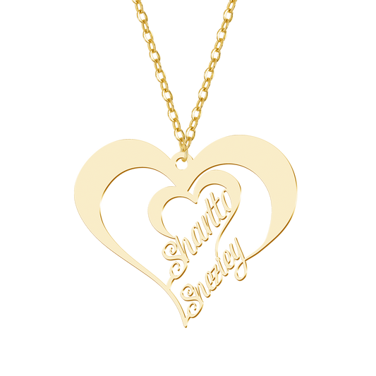 Gnoce Valentine's Day Personalized Heart Couple Name Necklace_1