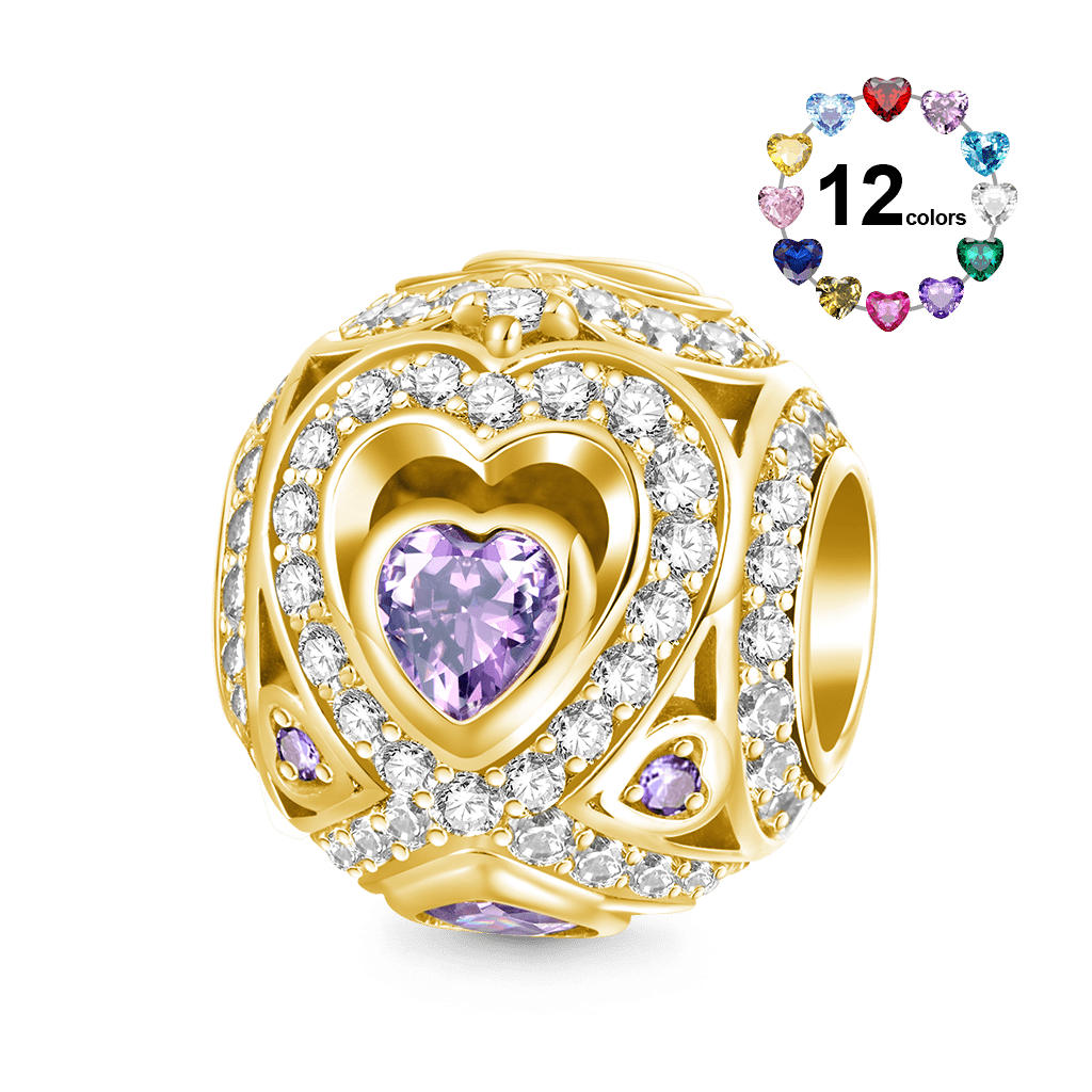 Gnoce 18k Gold Plated Infinite Love Round Birthstone Charm_1