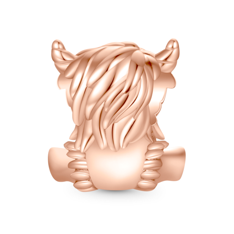 Gnoce Rose Gold Scottish Highland Cow Charm_2