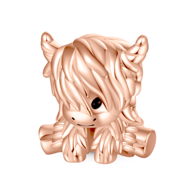Gnoce Rose Gold Scottish Highland Cow Charm_1
